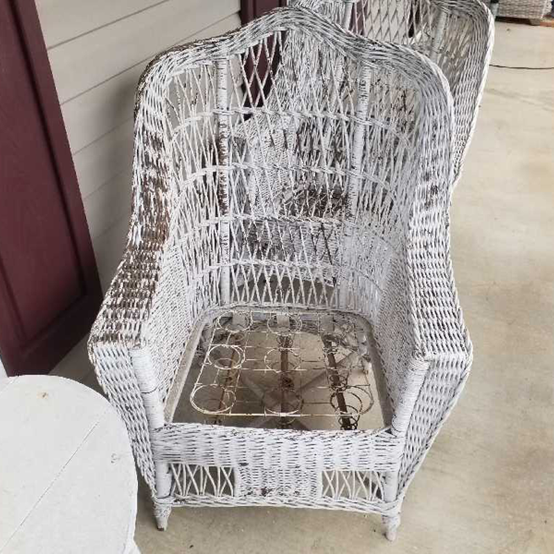 Vintage Wicker Furniture Repair Restoration Mumford Restoration   Wicker Furniture Repair Restoration Wicker White Wicker Chair Before 